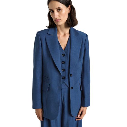 Cue Viscose Linen Button Through Back Blazer